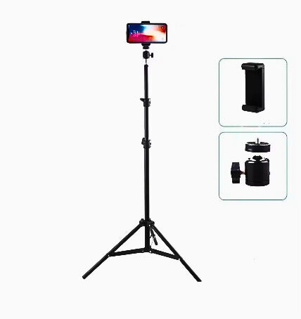 Foldable Tripod and Phone Holder Clip 160cm Multifunctional for Phone and Camera