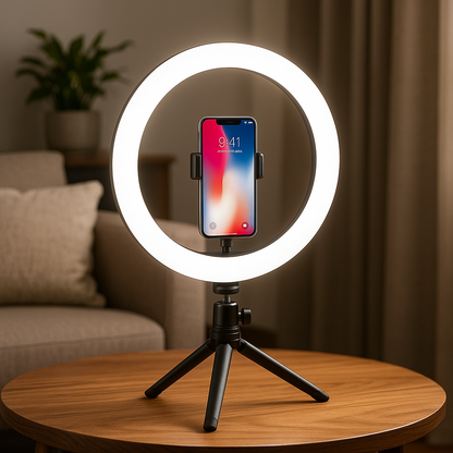 26 cm ring light with tripod and support for all smartphones
